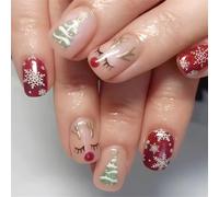 Unghie a pressione con albero di Natale, decorazione artistica per manicure per ogni occasione, 24 pezzi, decorazioni natalizie per unghie