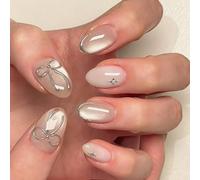 Unghie a pressione con glitter lucidi finti stick on occhi di gatto acrilico gel falso lucido colle su 24 pezzi occhi di gatto premere sull'unghia