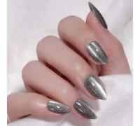 Unghie a pressione glitterate lucide Unghie finte Stick On Occhi di gatto Acrilico Gel falso Colle lucidate 30 pz Cat Eye Press Nail