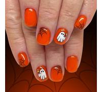 Unghie a pressione per Halloween, 24 pezzi, motivo ragnatela, in ABS di alta qualità, per trucco e nail art