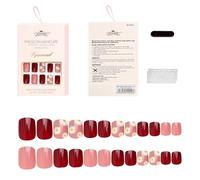 Unghie a pressione senza colla, Unghie artificiali, Include colla for unghie, French corta, Media, 24 pezzi/set(Color:A040-B51)