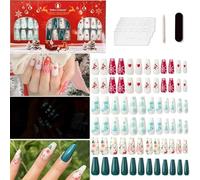 Unghie a pressione, unghie a forma di mandorla, colla for unghie inclusa, french, misura media, forma squovale, 72 pezzi/set, 1 mini lima(Color:ZX27-0074-3P-1 72-piece set)