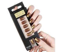 Unghie a pressione, Unghie artificiali, Include colla for unghie, French corta, media, 24 pezzi/set, 1 mini lima(Color:JG09-E341)