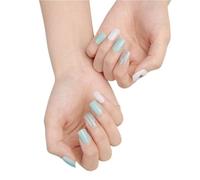 Unghie a pressione, unghie artificiali, include colla for unghie, French corta, media, 24 pezzi/set(Color:CM07)
