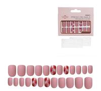 Unghie a pressione, unghie artificiali, include colla for unghie, French corta, media, 24 pezzi/set(Color:A028-CM-21)