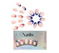 Unghie adesive corte | 24 pezzi corti a forma di mandorla decorazioni bandiera nazionale - punta mandorla copertura integrale, design bandiera naturale, cura bellezza per donne e ragazze