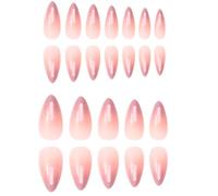 Unghie adesive in gel a forma di mandorla, per manicure e nail art, con punte francesi, 24 pezzi, per donne alla moda