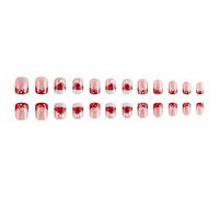 Unghie adesive natalizie a pressione, corte, quadrate, con fiocco di neve, per manicure e decorazione artistica, per donne e ragazze, 24 pezzi