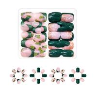 Unghie adesive natalizie glitterate con fiocco di neve per Natale, a pressione, quadrate, corte, per feste