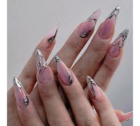 Unghie adesive professionali a stiletto, lunghezza con dettagli testurizzati, in ABS confortevole, per la vita notturna da sposa