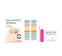 Unghie adesivi in gel - strisce per unghie da 14 pezzi per un'applicazione rapida, bellezza di viaggio con facile rimozione, strumento per la cura delle mani per feste, gel rosa, set pieno, uso dome