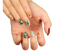 Unghie artificiali corte motivo natalizio da applicare inverno glitter pressa per unghie decorazioni festive