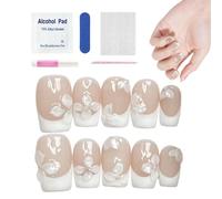 Unghie Artificiali Design Floreale e di Perle per Estensione di Tips Finti | False Nail Tips Unghie Per Donne E Ragazze Adatto Alle Vacanze Alla Casa Al Salone Alle Feste Party E Ai Mat