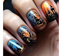 Unghie artificiali Halloween 24 Stampa artistica web spettrale per costume da donna Stampa sulle unghie Halloween