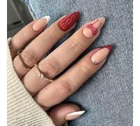 Unghie artificiali per feste di Natale, 24 pezzi, in rilievo, con fiocco di neve, per look festivi da donna, applicazione rapida