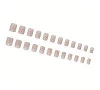 Unghie artificiali quadrate corte a tema natalizio con stampe natalizie a tema natalizio unghie finte ornamento per le donne