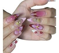 Unghie artificiali sfumate, gel 3D a forma di mandorla, ABS, comode per diverse occasioni, feste, sfumature