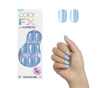 Unghie blu Press on KISS ImPRESS Color FX - Meta, confezione da 30 unghie pressate, senza bisogno di colla durano fino a 7 giorni, raggiunge le mani in pochi minuti