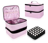 Unghie Borsa Porta Smalto a Doppio Strato, Organizer Busta di Stoccaggio per Strumenti per Manicure e Lampada Unghie, Valigetta Custodia, Pochette Portatrucchi da Viaggio (Rosa)