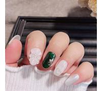 Unghie corte a mandorla fatte a mano, eleganti decorazioni floreali per nail art, per donne e ragazze, 10 pezzi (241131-M)