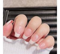 Unghie corte fatte a mano indossabili con ghiaccio francese attraverso la decorazione per nail art, versatile, per donne e ragazze, 10 pezzi (19503-XS)