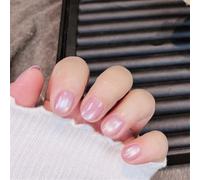 Unghie corte rotonde e indossabili fatte a mano, perline di vetro a forma di occhio di gatto, decorazione lucida per donne e ragazze, 10 pezzi (M106-S)