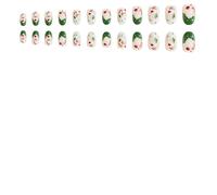 Unghie da stampare, unghie artificiali, con motivo natalizio, fiocchi di neve, decorazione artistica da incollare sulle unghie, per feste festive, 24 pezzi