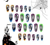 Unghie di Halloween da spremere 24 pezzi riutilizzabili punte manicure