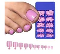 Unghie Finte 100PC Red Color Press on Toenails Full Cover Soild/Clear/White Short Square Fake Toes Nails False Nail Tips for Women Feet Decor(Color4)