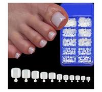 Unghie Finte 100PC Red Color Press on Toenails Full Cover Soild/Clear/White Short Square Fake Toes Nails False Nail Tips for Women Feet Decor(Color6)