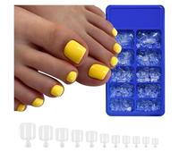 Unghie Finte 100PC Red Color Press on Toenails Full Cover Soild/Clear/White Short Square Fake Toes Nails False Nail Tips for Women Feet Decor(Color5)