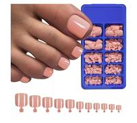 Unghie Finte 100PC Red Color Press on Toenails Full Cover Soild/Clear/White Short Square Fake Toes Nails False Nail Tips for Women Feet Decor(Color2)