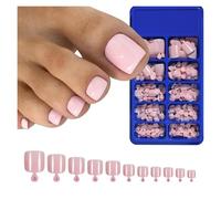 Unghie Finte 100PC Red Color Press on Toenails Full Cover Soild/Clear/White Short Square Fake Toes Nails False Nail Tips for Women Feet Decor(Color3)