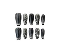 Unghie Finte 10Pcs Handmade Press On Nails French coffin Cat Eye Fake Nails with Diamond Full Cover Wearable Artificial Nail Tip(3-S)
