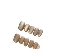 Unghie Finte 10Pcs Short Handmade Light Green Press On Nails Cat Eyes Pure Ballerina Decoration Wearable False Nails Full Cover Nail Tips Art(5-L)