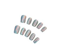 Unghie Finte 10Pcs Short Handmade Light Green Press On Nails Cat Eyes Pure Ballerina Decoration Wearable False Nails Full Cover Nail Tips Art(6-S)