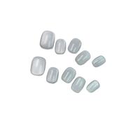 Unghie Finte 10Pcs Short Handmade Light Green Press On Nails Cat Eyes Pure Ballerina Decoration Wearable False Nails Full Cover Nail Tips Art(13-XS)