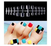 Unghie Finte 120pcs Square False Toe Nails Full Cover Natural Clear Foot Nail Art Tips Manicure Tools(302-C-120pcs)