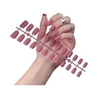 Unghie Finte 1PCS DIY Matte False Nails Square Head Frosted Press on Nail Tips Full Cover Artificial Fingernails Ballet Detachable No Glue(Color11)
