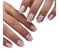 Unghie Finte 24 pezzi unghie finte a testa quadrata alla moda indossabili manicure a farfalla punte flash copertura completa premere sulle(XSS72)