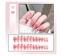 Unghie Finte 24Pcs/Box 2022 Cute and Playful Frozen Watermelon Women Girls Nail Art Fake Nails Handmade Coffin Cute Press-On Nails(Y20d)