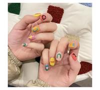 Unghie Finte 24Pcs/Box 2022 Cute and Playful Frozen Watermelon Women Girls Nail Art Fake Nails Handmade Coffin Cute Press-On Nails(PD-106)