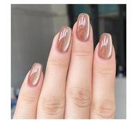 Unghie Finte 24pcs detachable cat eyes red wine false nails with glue full cover ballet square almond shiny press on fake nails tips(Color41)
