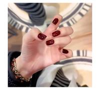 Unghie Finte 24pcs detachable cat eyes red wine false nails with glue full cover ballet square almond shiny press on fake nails tips(Color26)