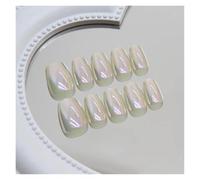 Unghie Finte 24pcs detachable cat eyes red wine false nails with glue full cover ballet square almond shiny press on fake nails tips(Color61)