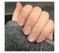 Unghie Finte 24pcs detachable cat eyes red wine false nails with glue full cover ballet square almond shiny press on fake nails tips(Color8)