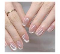 Unghie Finte 24pcs detachable cat eyes red wine false nails with glue full cover ballet square almond shiny press on fake nails tips(Color30)