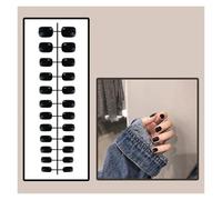 Unghie Finte 24Pcs Detachable Short Square Head False Nails Glossy Wearable Fake Nails Solid Color Full Cover Nail Tips Press On Nails(Color9)