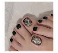 Unghie Finte 24pcs False Toe Nails Simple French Fake Toenails Set Press On Toenail Wearable Removable False Toenails With Design For Girls(Color-9)