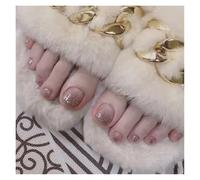 Unghie Finte 24pcs False Toe Nails Simple French Fake Toenails Set Press On Toenail Wearable Removable False Toenails With Design For Girls(Color-7)